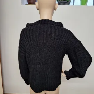Cardigan donna nero con bottoni automatici