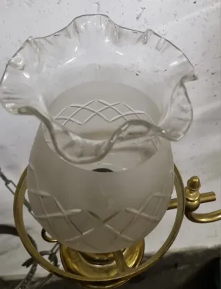 Lampadario italiano ottone e vetro anni '50