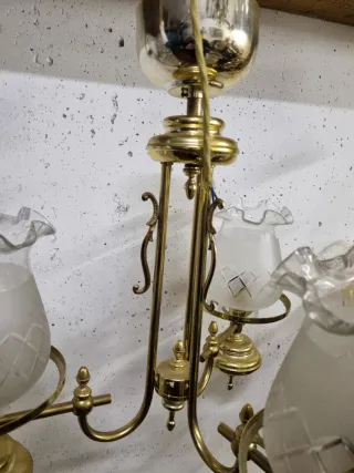 Lampadario italiano ottone e vetro anni '50