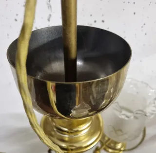 Lampadario italiano ottone e vetro anni '50