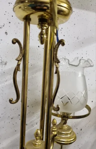 Lampadario italiano ottone e vetro anni '50