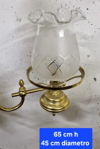 Lampadario italiano ottone e vetro anni '50