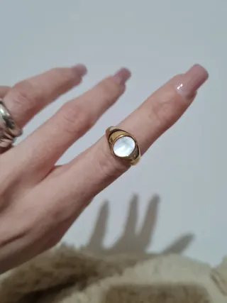 Anello acciaio madreperla misura 6