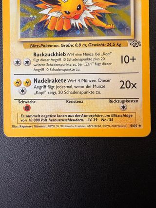 Pokemon Jolteon Jungle 4/64 Holo Alemán Vintage