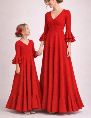 Bata flamenca lunares rosa Tallas XS a XXL y niñas