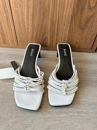 Sandalias Mango Tacon Blancas