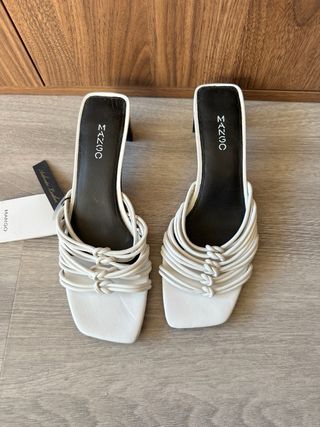 Sandalias Mango Tacon Blancas