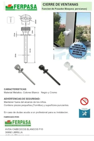 Pasador Ventana Corredera