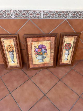 Conjunto de 3 cuadros de flores