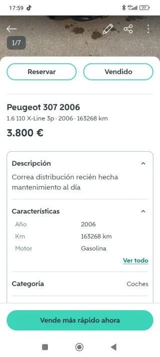 Peugeot 307 CC Descapotable Negro