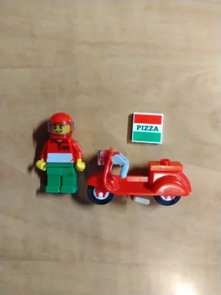 Lego Minifigura Pizza Scooter Original
