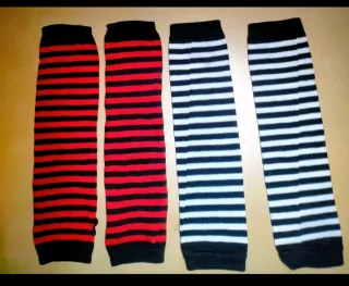 2 paia guanti a dita lunghe a righe