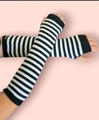 2 paia guanti a dita lunghe a righe