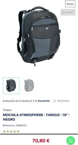Mochila Targus Negra para portátil