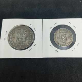(N°10)2 MONEDAS ANTIGUAS DE COLECCIÓN PAISES BAJOS