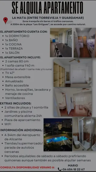 Se alquila apartamento verano 2026