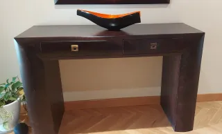 Mueble recibidor madera con espejo