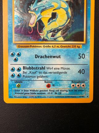 Pokémon Gyarados BaseSet 6/102 Holo Alemán Vintage