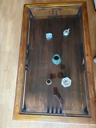 Mesa de centro madera y cristal y mueble de tv