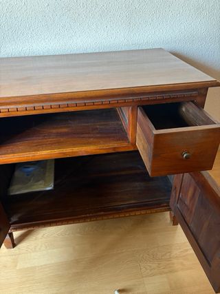 Mesa de centro madera y cristal y mueble de tv