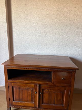 Mesa de centro madera y cristal y mueble de tv