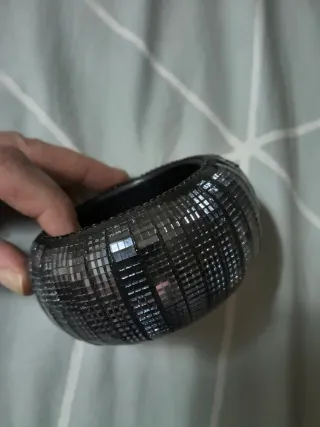 Pulsera ancha plateada y negra