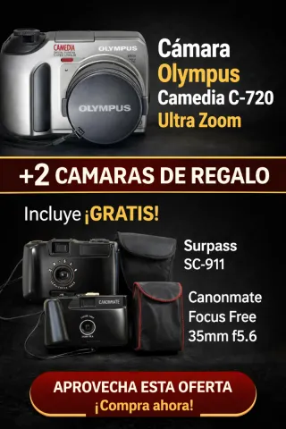 Pacchetto 3 Fotocamere Vintage Olympus+Canonmate+Surpass