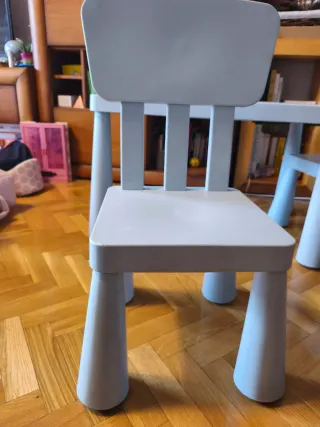 Mesa y 2 sillas infantiles azul claro