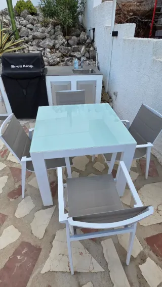 Outdoor Alu Garden Set, Table 90x90 & 4 Chairs