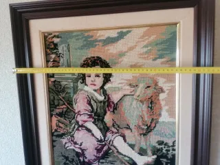 Cuadro punto de cruz pastor y oveja