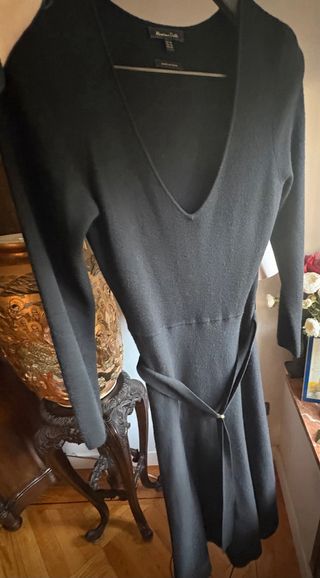 Vestido negro punto Massimo Dutti