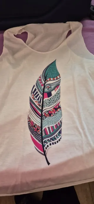 Camiseta Tirantes Estampado Pluma Talla L/M