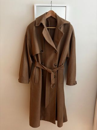 Abrigo oversize mujer marrón