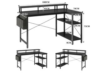 Escritorio con luces LED y enchufes