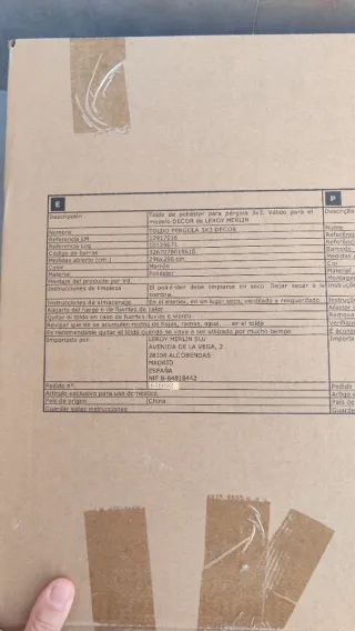 Toldo Repuesto Pérgola 3x3 DECOR Leroy NUEVO