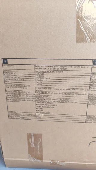 Toldo Repuesto Pérgola 3x3 DECOR Leroy NUEVO