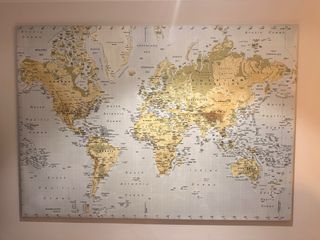 Mapa del Mundo Ikea Beige y Dorado