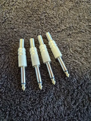 4 Conectores Jack Guitarra Plata