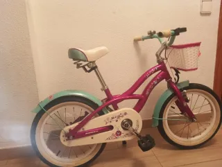 Bicicleta niña rosa y turquesa