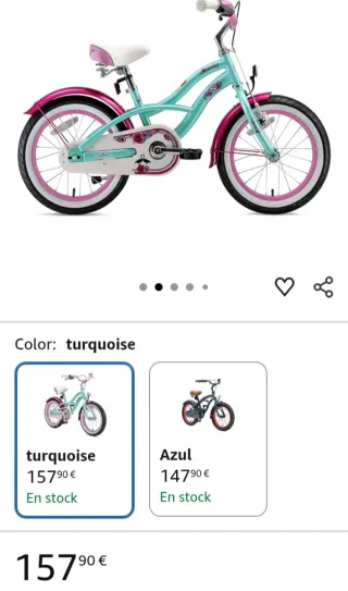 Bicicleta niña rosa y turquesa