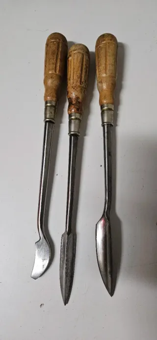 Juego 3 herramientas vintage maquinaria