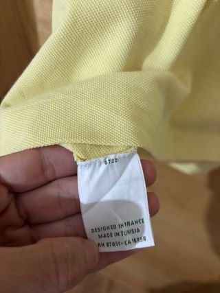 Polo Lacoste Amarillo Pastel Talla 6 Hombre
