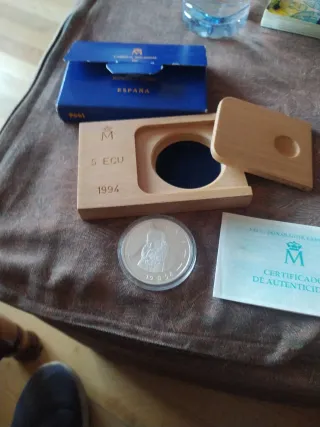 Moneda 5 ECU- 1 onza plata España Don Quijote