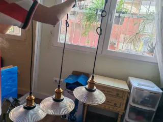 Lámpara colgante salón cristal y metal