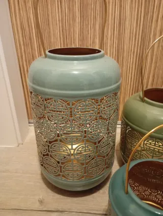 Candelabros decorativos cerámica y metal