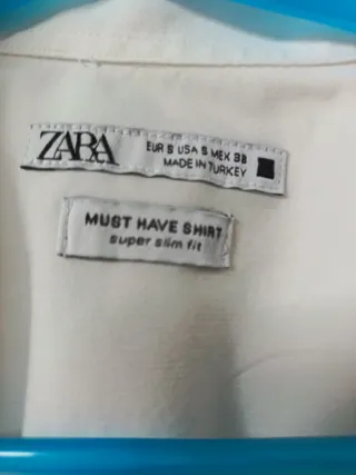 Camisa Zara Blanca Caballero Talla S