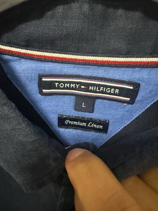 Camisa Lino/Algodón Tommy Hilfiger Azul Marino Tal