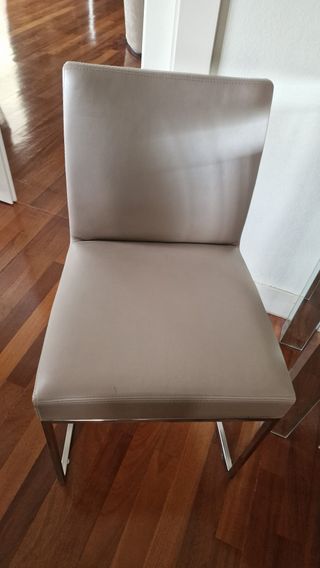 Sillas Comedor Polipiel Beige y Plata (5 unidades)