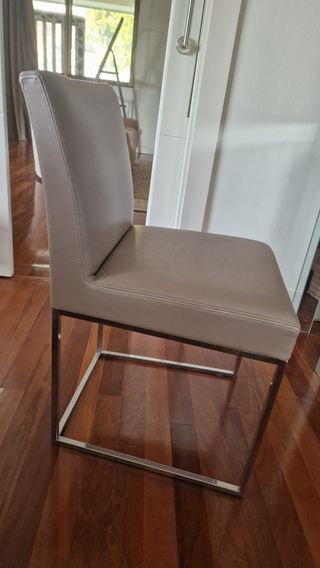 Sillas Comedor Polipiel Beige y Plata (5 unidades)
