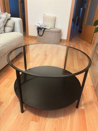 Mesa de centro redonda cristal y metal